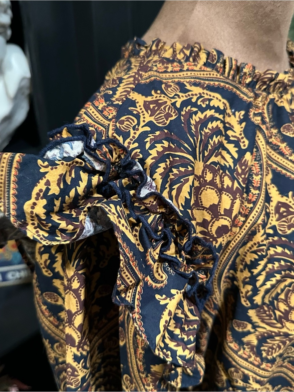 Anthropologie A Loves A Damask Print Voile Ruffle Dress – Size XL - Picture 9 of 13